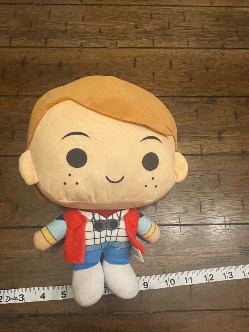 Plush Boy Doll in Tan, Red & Blue - Soft Huggable Kids Toy